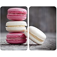 Los mejores  - WENKO Placas cobertoras de vidrio universales Macarons- 2er Set- Kochplattenabdeckung und Schneidebrett für alle…